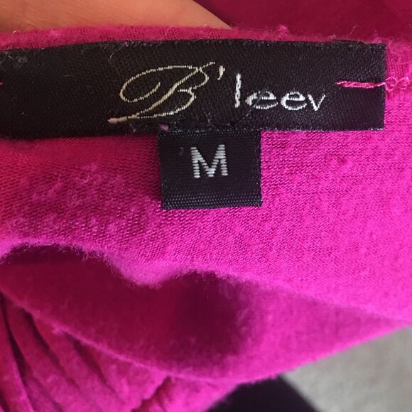 B’leev Fuchsia Criss Cross V-Neck Top - Picture 12 of 12